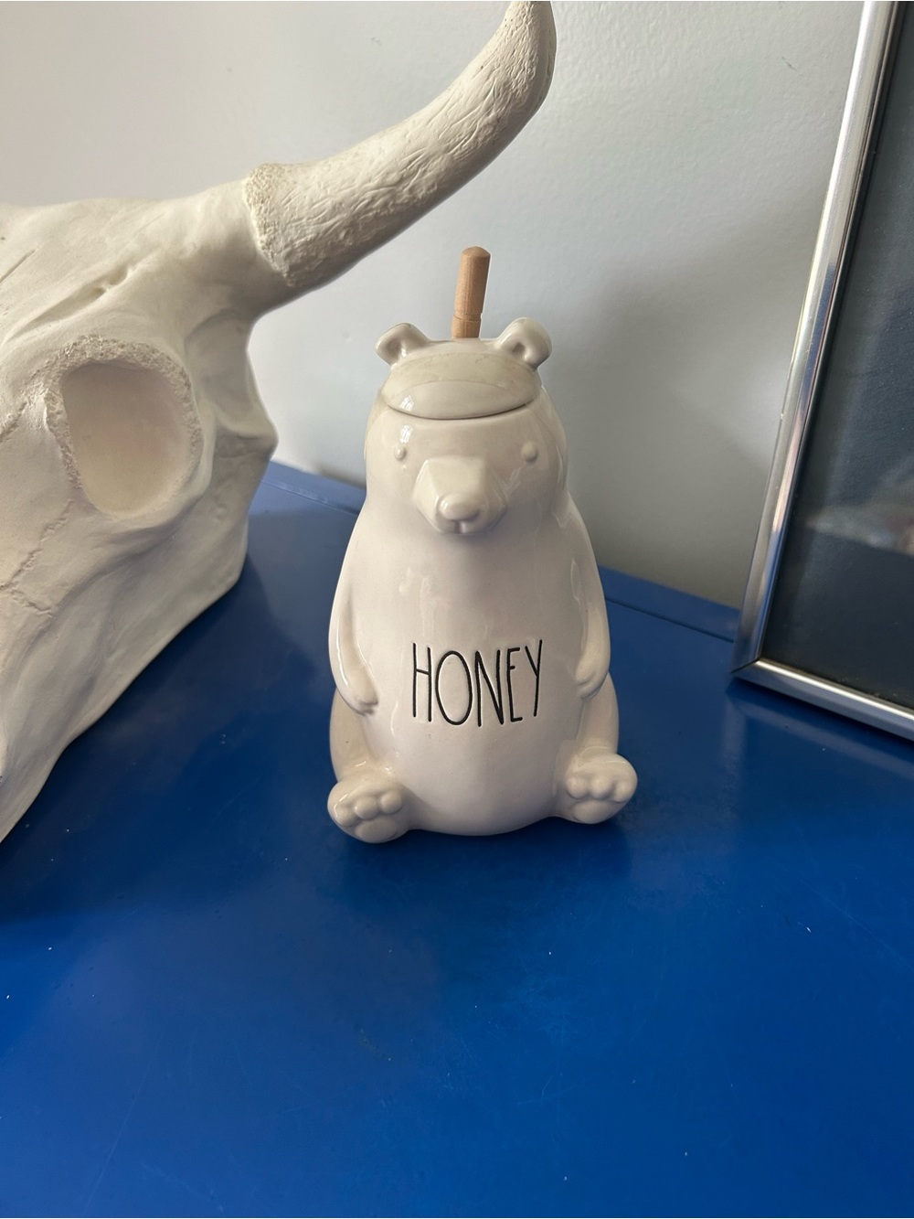 Rae Dunn Bear Honey Jar with Wooden Dipper